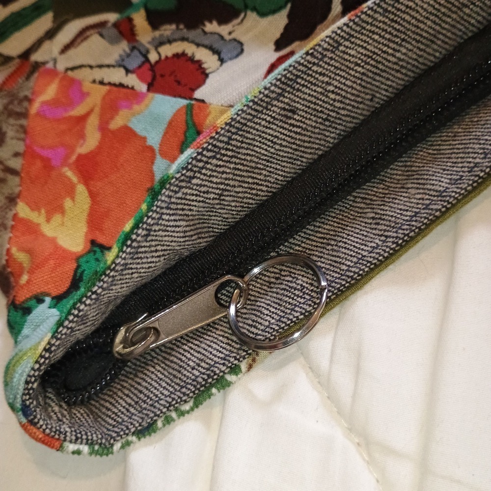 Boho Butterfly Patchwork Tote Bag XL 24x14 Zip Top Multicolor Plum Teal‎ hobo - Picture 10 of 14